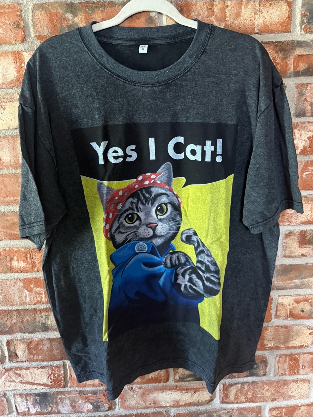 Yes I Cat! Graphic Cat T-Shirt in Charcoal